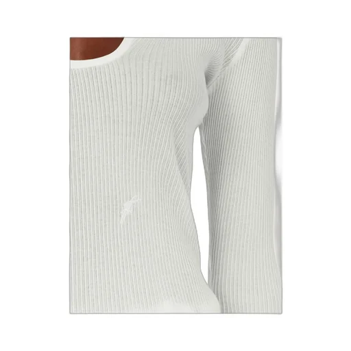 Rippled Neckline Ribbed Top