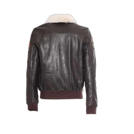 Leather Bomber Jacket With Patches