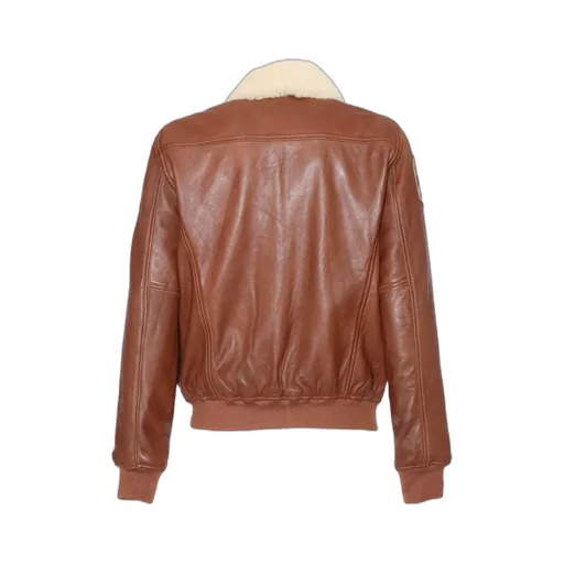 Patch-Detailed Leather Bomber Jacket