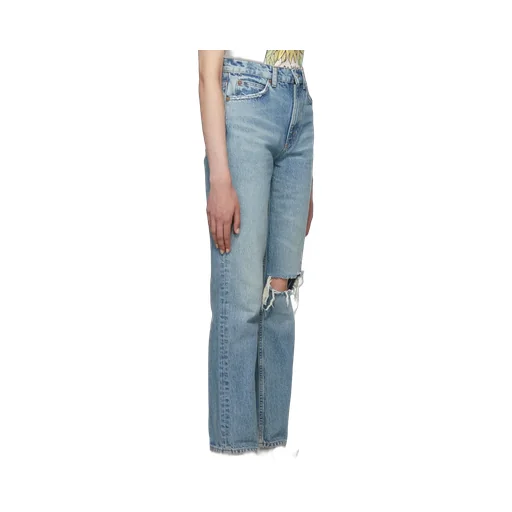 '70S Ripped-Knee Straight-Leg Jeans