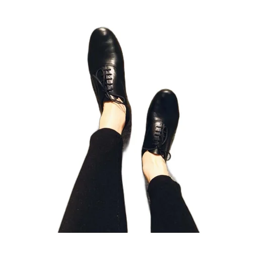 Black Lace Leather Shoes
