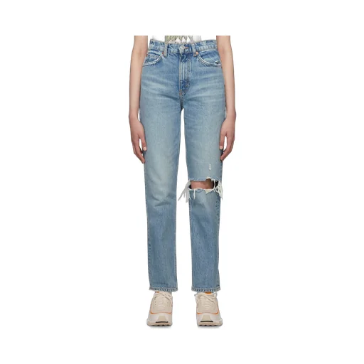 '70S Ripped-Knee Straight-Leg Jeans