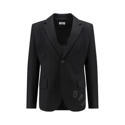 Logo Embroidered Single-Breasted Blazer