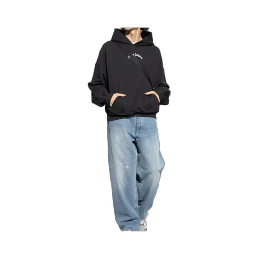 Back Curved Logo Loose Hoodie