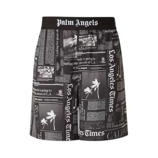 Newspaper Printed Bermuda Shorts