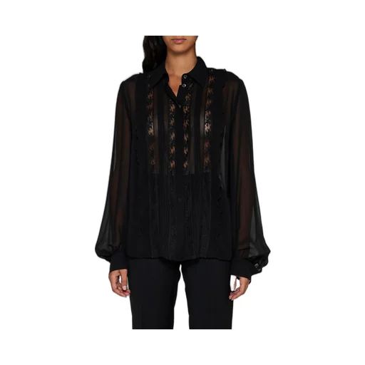 Lace-Detailed Long-Sleeved Shirt