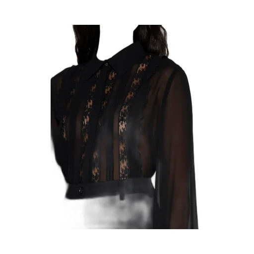 Lace-Detailed Long-Sleeved Shirt