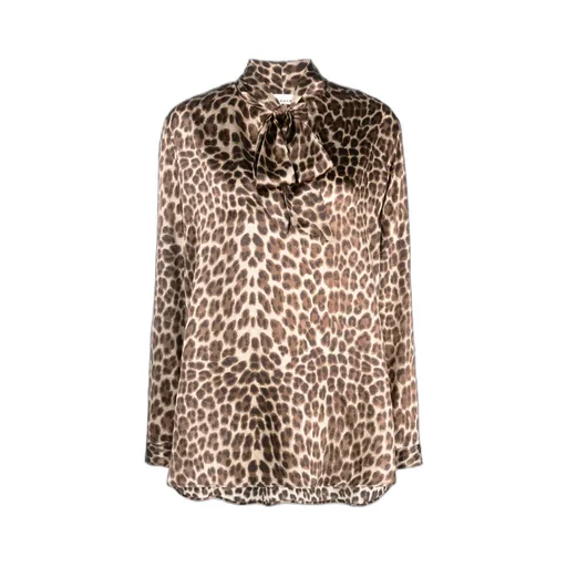 Pussy-Bow Collar Silk Shirt