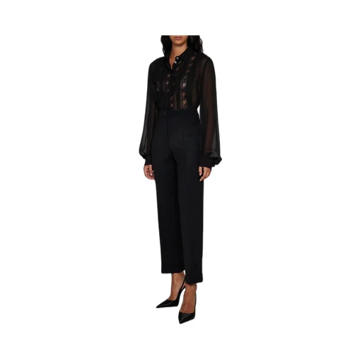 Lace-Detailed Long-Sleeved Shirt