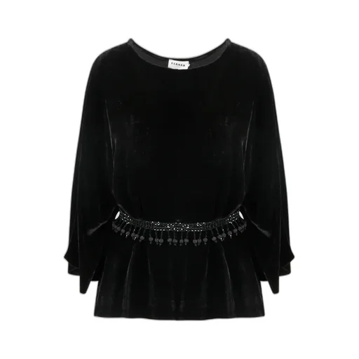 Belted Round-Neck Blouse