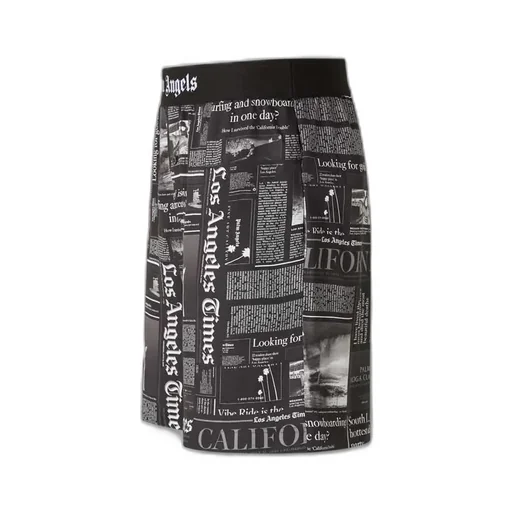 Newspaper Printed Bermuda Shorts