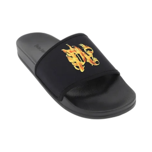 Flame Monogram Printed Round Toe Slides