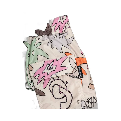 Palmity-Printed Elasticated Drawstring Waistband Swim Shorts