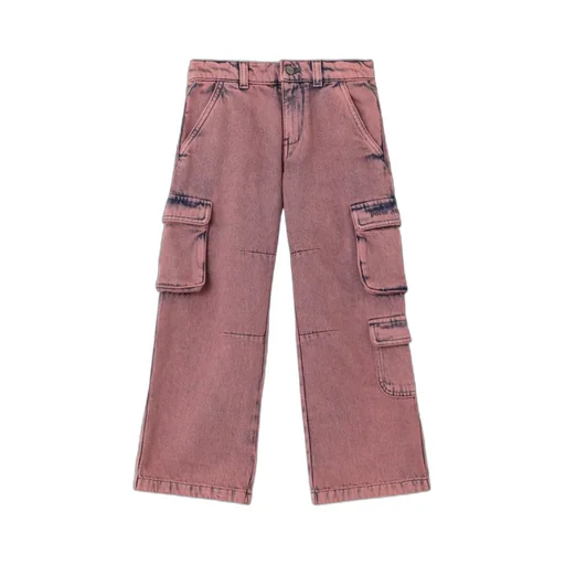 Overdye Wide-Leg Cargo Denim Pants