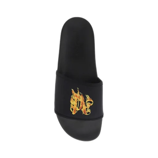 Flame Monogram Printed Round Toe Slides