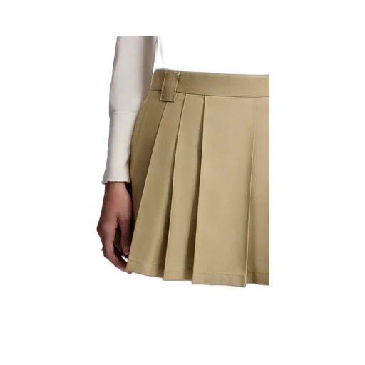 Pleated Cotton Blend Mini Skirt