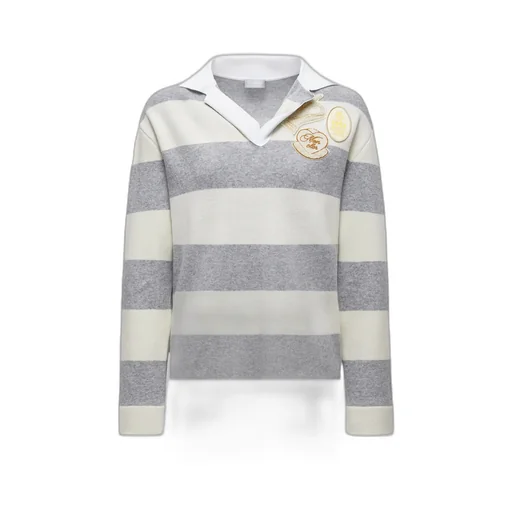 Striped Long Sleeve Wool Polo Shirt