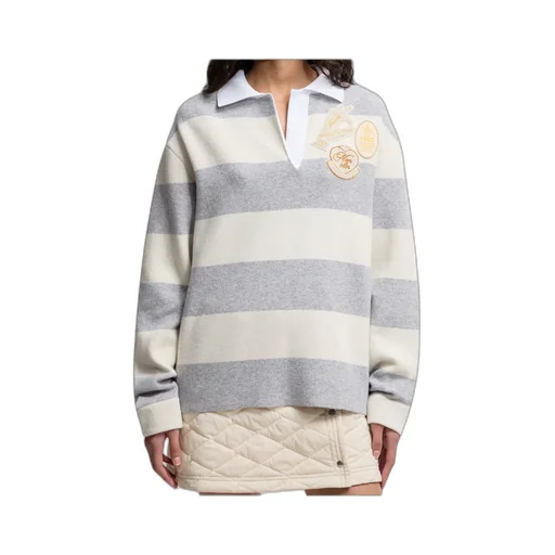 Striped Long Sleeve Wool Polo Shirt