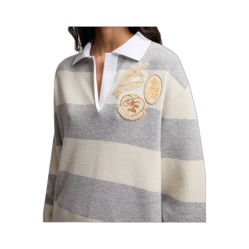 Striped Long Sleeve Wool Polo Shirt