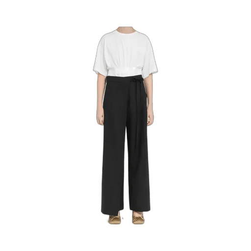 Tie-Fastened Flared Trousers