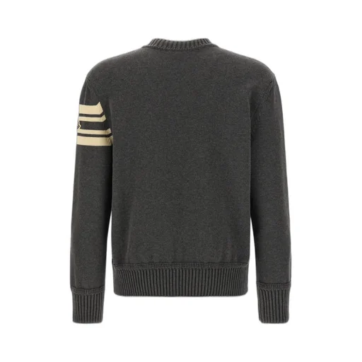 Logo-Embroidered Striped-Sleeve Sweater