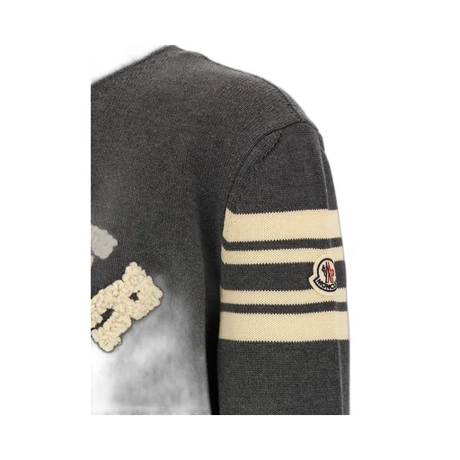 Logo-Embroidered Striped-Sleeve Sweater