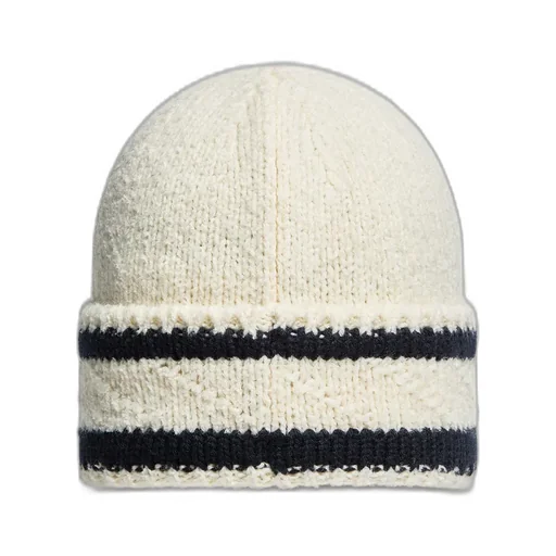 Striped Wool & Cotton Blend Beanie