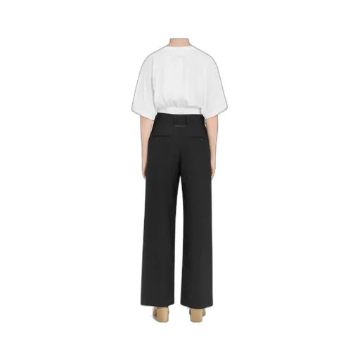 Tie-Fastened Flared Trousers