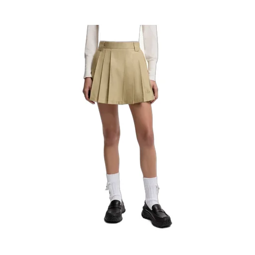 Pleated Cotton Blend Mini Skirt