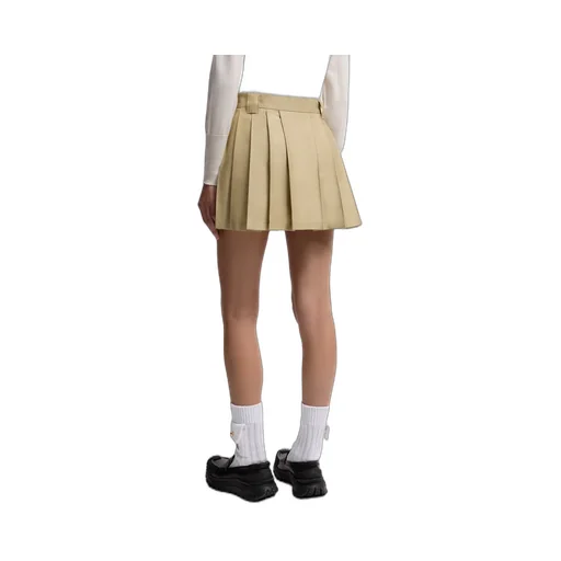 Pleated Cotton Blend Mini Skirt