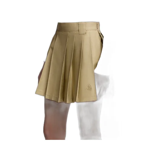 Pleated Cotton Blend Mini Skirt