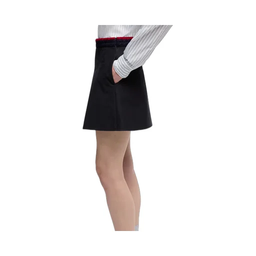 Cotton Gabardine Pleated Mini Skirt