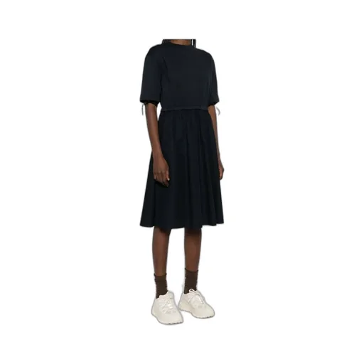 Short-Sleeved Drawstring Midi Dress
