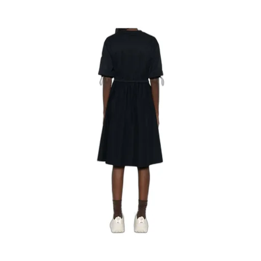 Short-Sleeved Drawstring Midi Dress