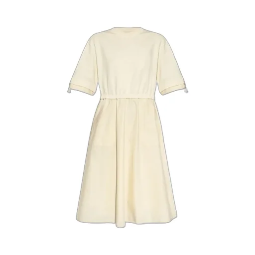 Short-Sleeved Drawstring Midi Dress