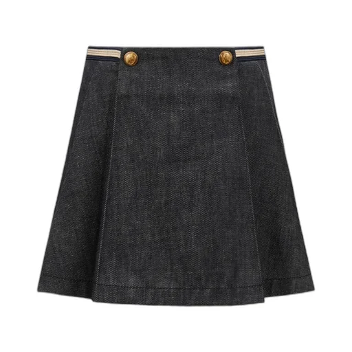 Pleated Denim Skirt