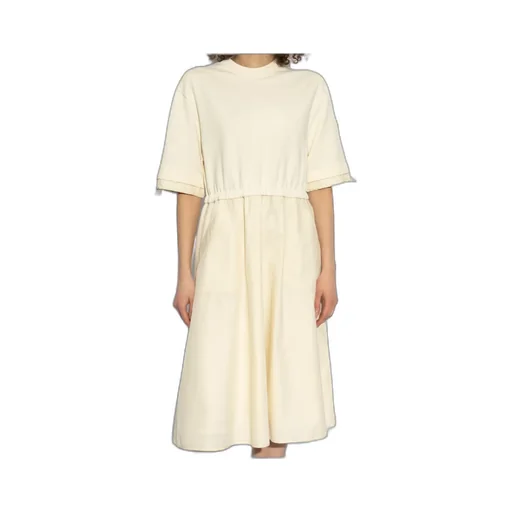 Short-Sleeved Drawstring Midi Dress