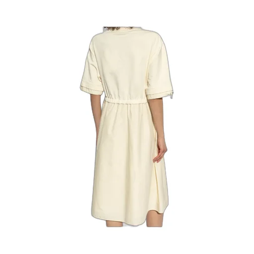 Short-Sleeved Drawstring Midi Dress
