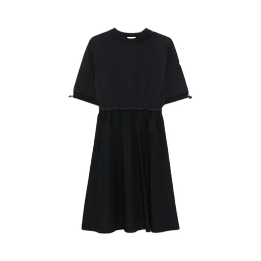 Short-Sleeved Drawstring Midi Dress