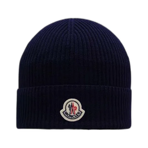 Logo Patch Ribbed-Knit Beanie