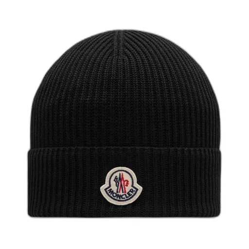 Logo Patch Ribbed-Knit Beanie