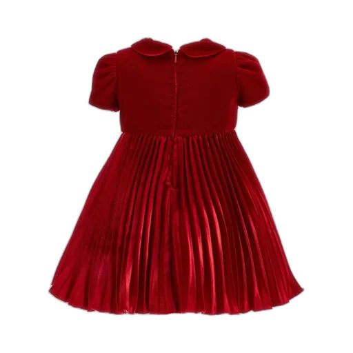 Pleated Short-Sleeve Dress