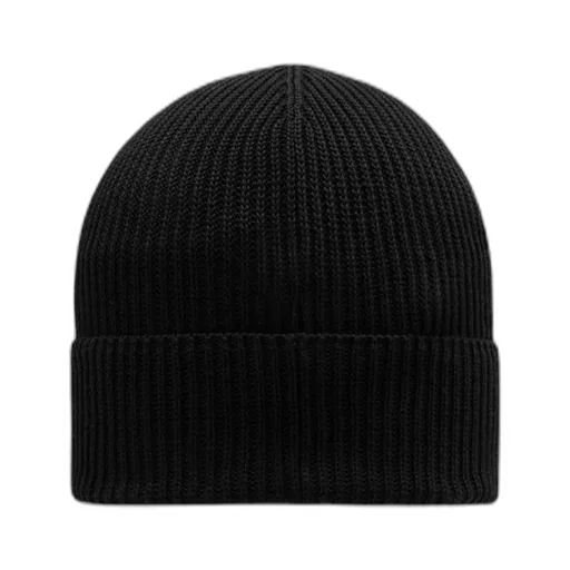 Logo Patch Ribbed-Knit Beanie