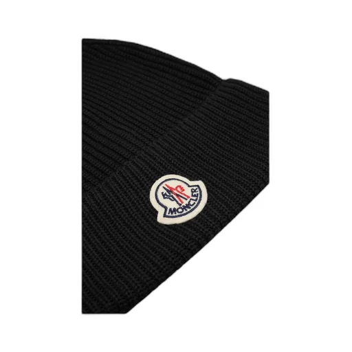 Logo Patch Ribbed-Knit Beanie