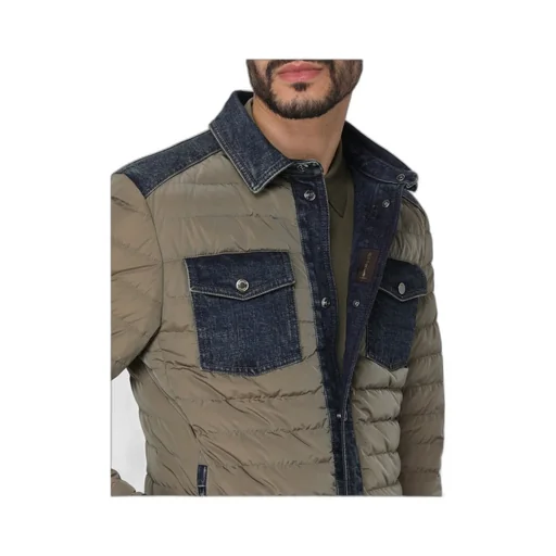 Quilted Jacket With Denim Trim