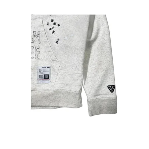 Animal Printed Embellished Distressed Zip-Up Hoodie