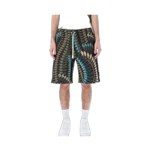 Feather-Print Straight-Leg Shorts
