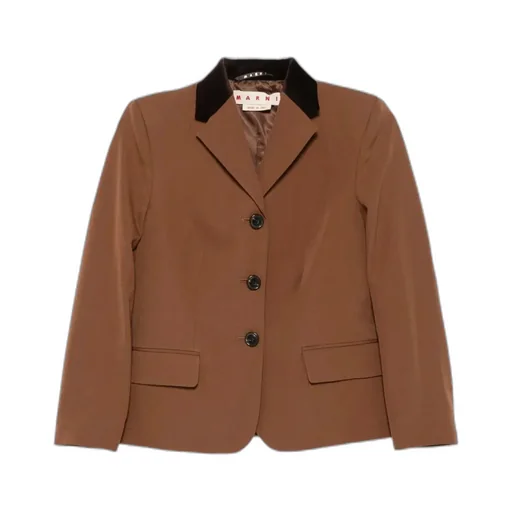 Velvet-Collared Button Blazer