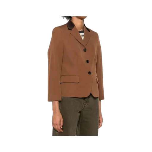 Velvet-Collared Button Blazer