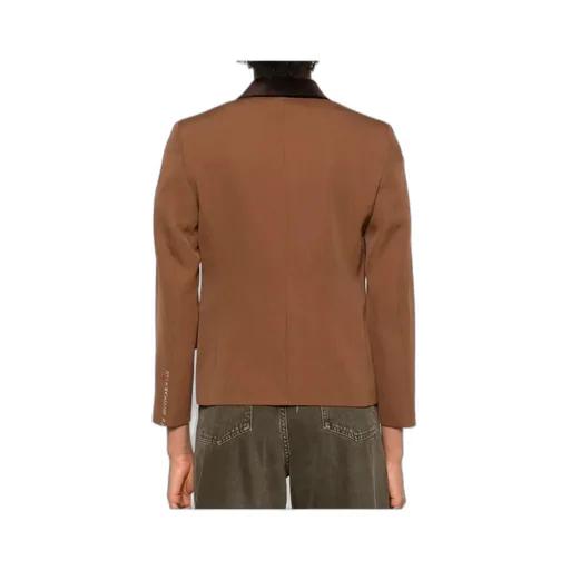 Velvet-Collared Button Blazer